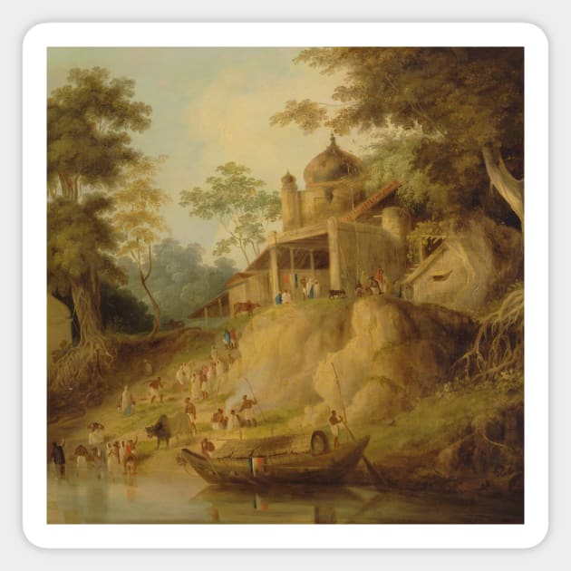 The Banks of the Ganges by William Daniell Sticker by Classic Art Stall